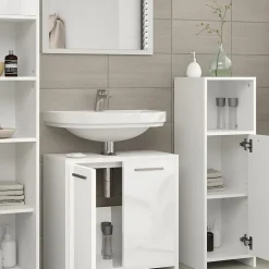 Vicco Ensemble de meubles de salle de bain Blanc Haute brillance 3 parties
