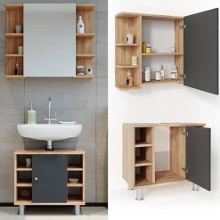 Vicco Ensemble de meubles de salle de bain Chêne 2 parties