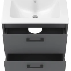 Lave-Mains|Vicco Ensemble de meubles de salle de bains Anthracite 61x61.5cm avec lavabo