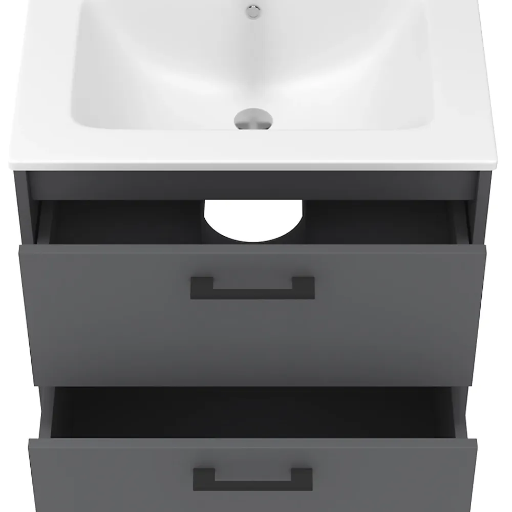 Lave-Mains|Vicco Ensemble de meubles de salle de bains Anthracite 61x61.5cm avec lavabo