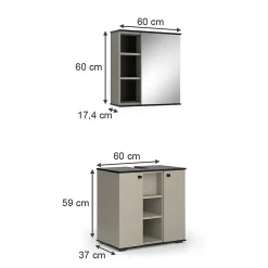 Vicco Ensemble de meubles de salle de bains Grège 2 pièces