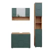 Ensemble Meuble De Salle De Bains|Vicco Ensemble meubles bain Vert/force de lor Chêne 3 pièces, avec armoire de toilette 80 cm