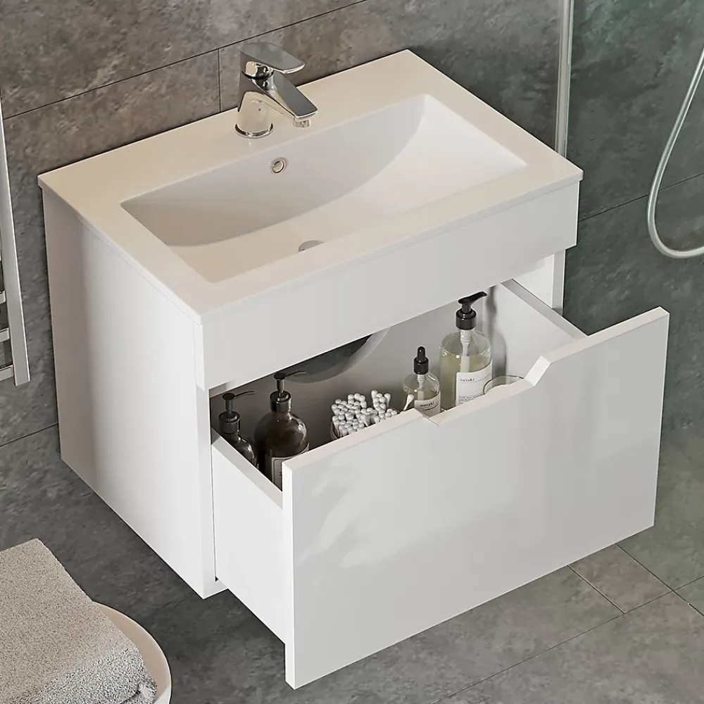 Lave-Mains|Vicco Ensemble meubles bain Blanc 2 pièces, armoire basse 60 cm