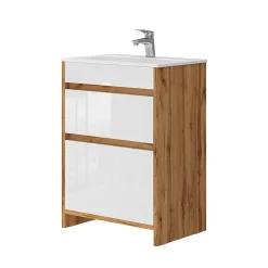 Lave-Mains|Vicco Ensemble meubles bain Chêne de force doré 2 pièces, meuble bas 60 cm