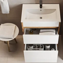 Lave-Mains|Vicco Ensemble meubles bain Chêne de force doré 2 pièces, meuble bas 60 cm