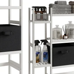 Vicco Etagère de toilettes Blanc 78.5x163cm avec 2 tiroirs en non-tissé