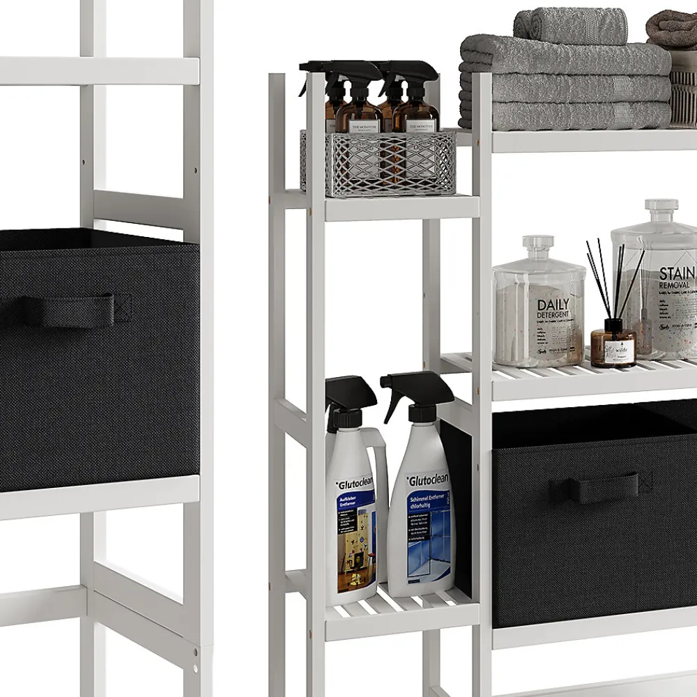 Vicco Etagère de toilettes Blanc 78.5x163cm avec 2 tiroirs en non-tissé