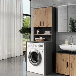 Vicco Meuble bain Anthracite/Artisan 68x103.5cm avec 2 portes