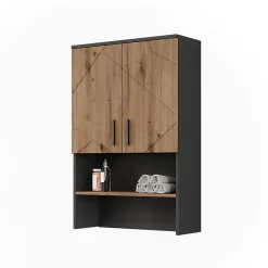 Vicco Meuble bain Anthracite/Artisan 68x103.5cm avec 2 portes