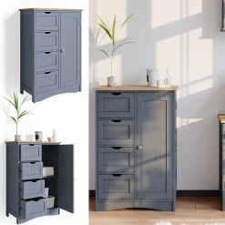 Vicco Meuble de rangement de salle de bain Gris 55x81cm