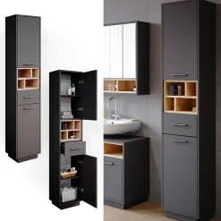 Colonne De Salle De Bains|Vicco Meuble de rangement de salle de bain Anthracite 38x190cm