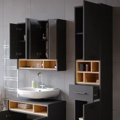 Colonne De Salle De Bains|Vicco Meuble de rangement de salle de bain Anthracite 38x190cm