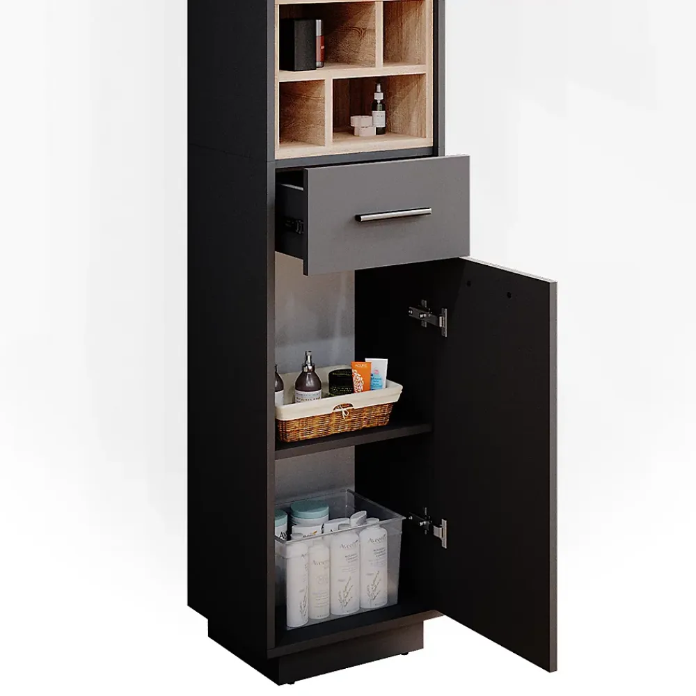 Colonne De Salle De Bains|Vicco Meuble de rangement de salle de bain Anthracite 38x190cm