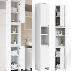 Colonne De Salle De Bains|Vicco Meuble de rangement de salle de bain Blanc 30x190cm