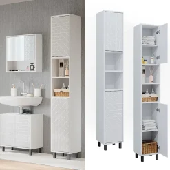 Vicco Meuble de rangement de salle de bain Blanc 30x190.3cm
