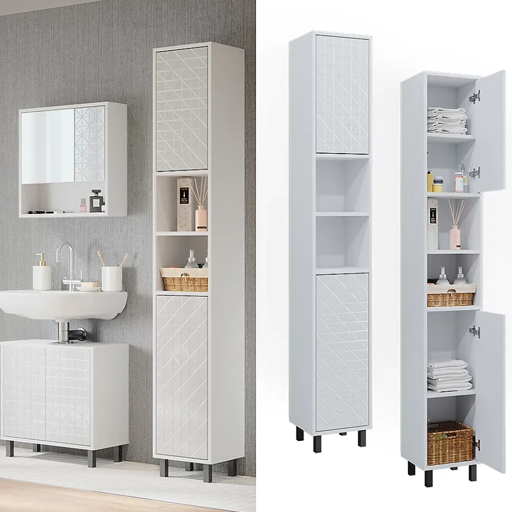 Vicco Meuble de rangement de salle de bain Blanc 30x190.3cm