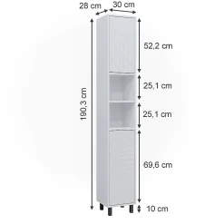 Vicco Meuble de rangement de salle de bain Blanc 30x190.3cm