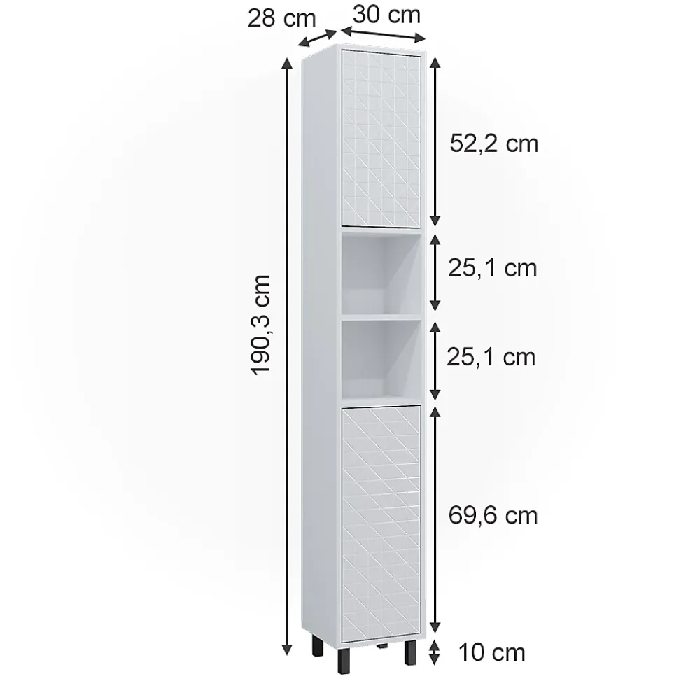 Vicco Meuble de rangement de salle de bain Blanc 30x190.3cm