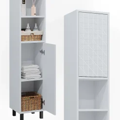 Vicco Meuble de rangement de salle de bain Blanc 30x190.3cm