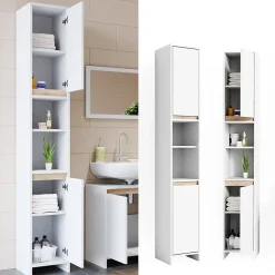 Vicco Meuble de rangement de salle de bain Blanc/Sonoma 30x190cm