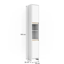 Vicco Meuble de rangement de salle de bain Blanc/Sonoma 30x190cm