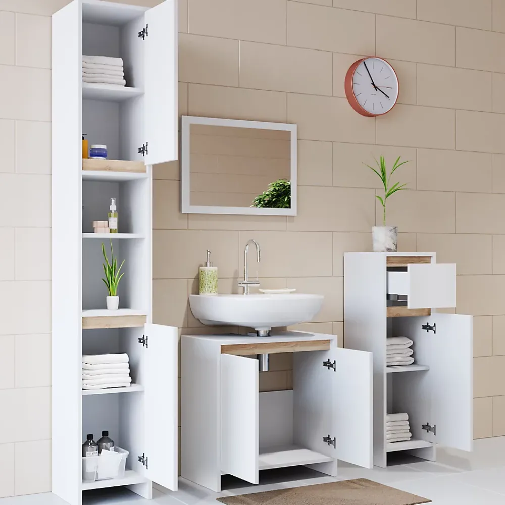 Vicco Meuble de rangement de salle de bain Blanc/Sonoma 30x190cm