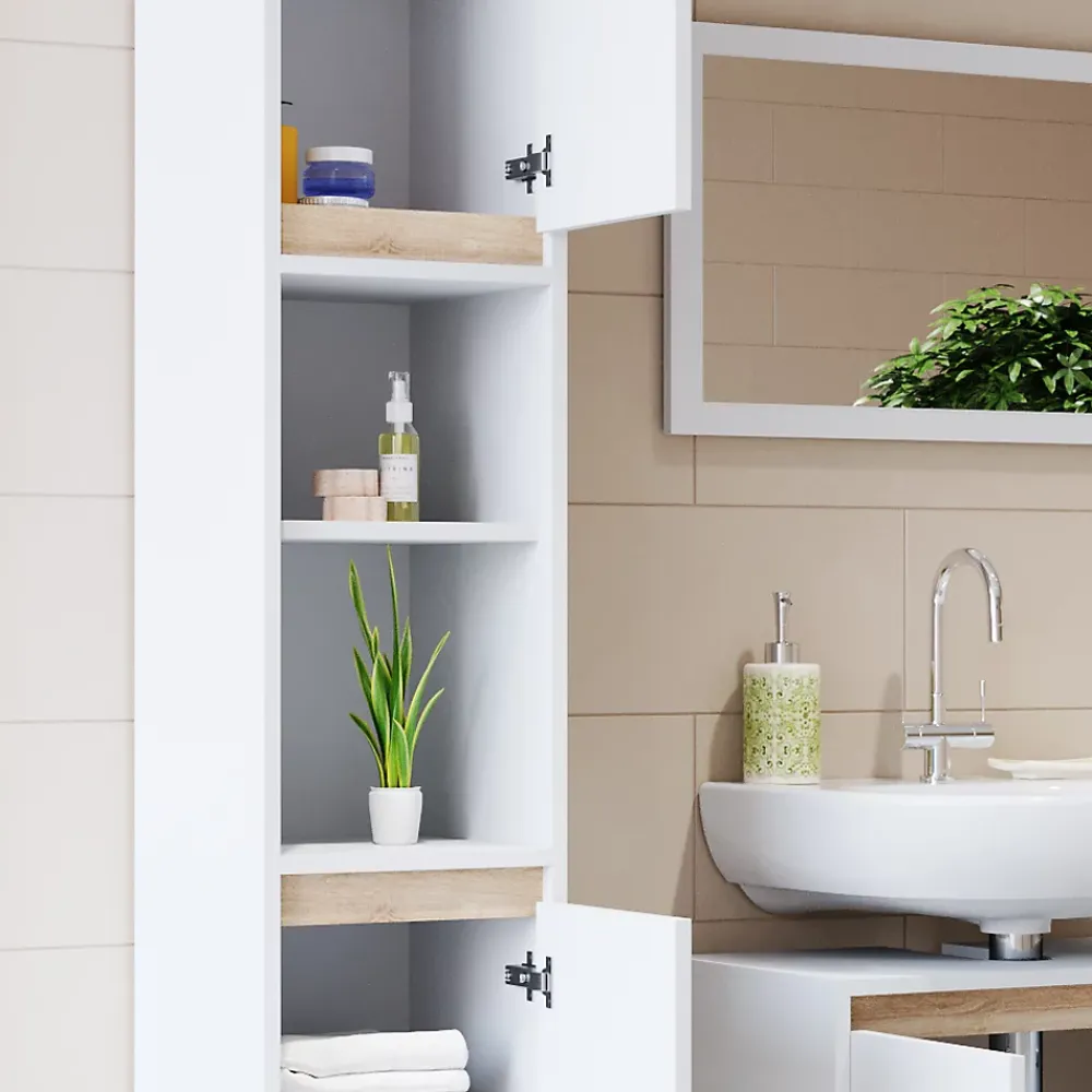 Vicco Meuble de rangement de salle de bain Blanc/Sonoma 30x190cm