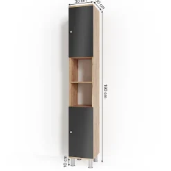 Vicco Meuble de rangement de salle de bain Chêne 30x190cm