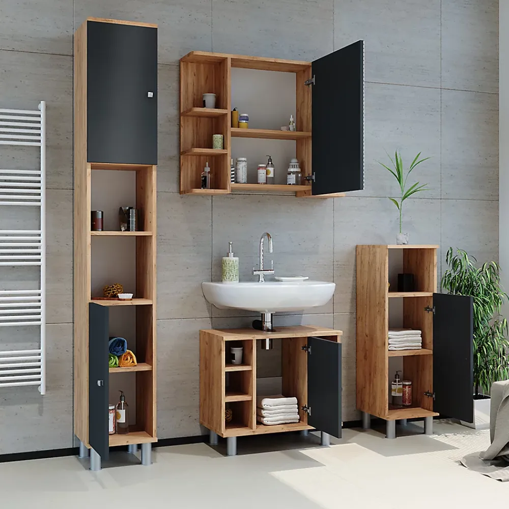 Vicco Meuble de rangement de salle de bain Chêne 30x190cm
