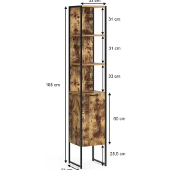 Vicco Meuble de rangement de salle de bain Bois antique 33x185cm
