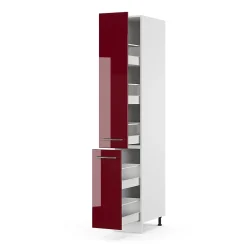 Colonne De Salle De Bains|Vicco Meuble de rangement de salle de bain Rouge bordeaux Haute brillance 30x206.8cm