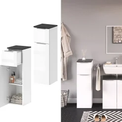 Vicco Meuble de rangement de salle de bain Blanc Haute brillance 30x95cm