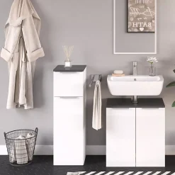 Vicco Meuble de rangement de salle de bain Blanc Haute brillance 30x95cm