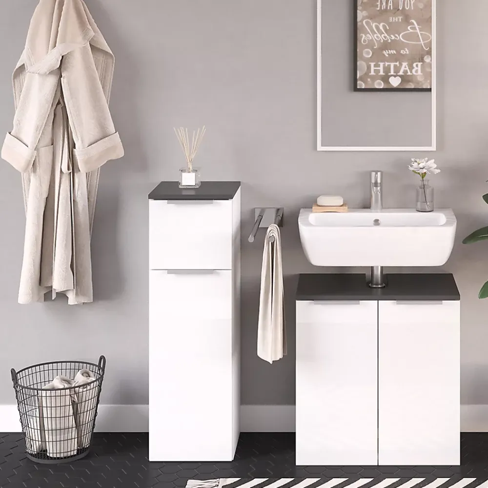 Vicco Meuble de rangement de salle de bain Blanc Haute brillance 30x95cm