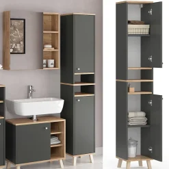 Colonne De Salle De Bains|Vicco Meuble de rangement de salle de bain Anthracite 30x174cm
