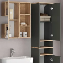 Colonne De Salle De Bains|Vicco Meuble de rangement de salle de bain Anthracite 30x174cm