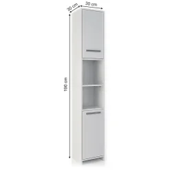 Vicco Meuble de rangement de salle de bain Blanc 30x190cm
