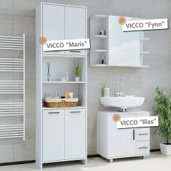 Vicco Meuble de rangement de salle de bain Blanc 56.1x190cm