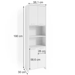 Vicco Meuble de rangement de salle de bain Blanc 56.1x190cm