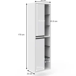 Vicco Meuble de rangement de salle de bain Blanc 50x170cm