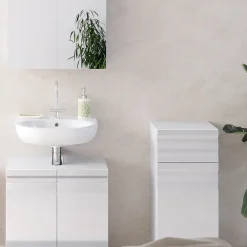 Armoire De Salle De Bains|Vicco Meuble de rangement de salle de bain Blanc 36.4x79cm
