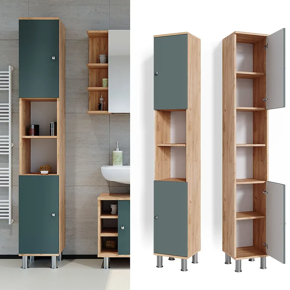 Vicco Meuble de rangement de salle de bain Chêne de force doré 30x190cm