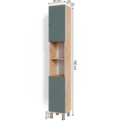 Vicco Meuble de rangement de salle de bain Chêne de force doré 30x190cm