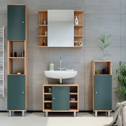 Vicco Meuble de rangement de salle de bain Chêne de force doré 30x190cm