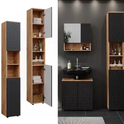 Colonne De Salle De Bains|Vicco Meuble de rangement de salle de bain Anthracite à pois 30x192cm