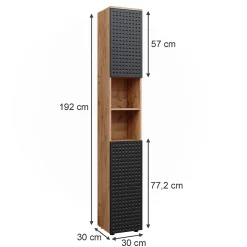 Colonne De Salle De Bains|Vicco Meuble de rangement de salle de bain Anthracite à pois 30x192cm