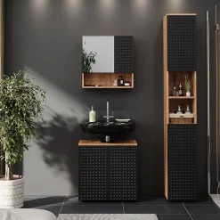 Colonne De Salle De Bains|Vicco Meuble de rangement de salle de bain Anthracite à pois 30x192cm