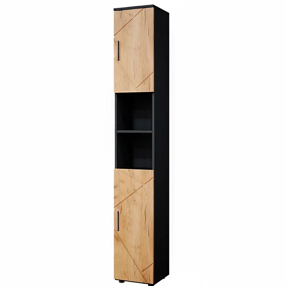 Vicco Meuble de rangement de salle de bain Chêne doré/anthracite 30x192cm