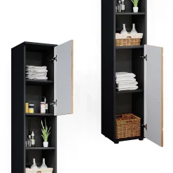 Vicco Meuble de rangement de salle de bain Chêne doré/anthracite 30x192cm