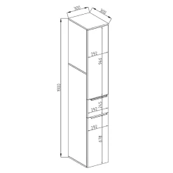 Colonne De Salle De Bains|Vicco Meuble de rangement de salle de bain Blanc Haute brillance 30x190cm